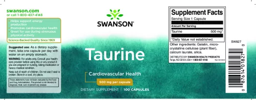 Swanson Taurin 500 mg 100 kapsula