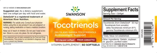 Swanson Tokotrienoli 50 mg (delta i gama tokotrienoli) 60 kapsula