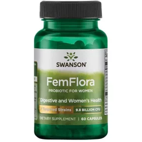   Swanson FemFlora Probiotikum für Frauen, 7 Stämme / 9,8 Milliarden KBE / 60 Kapseln
