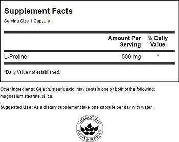 Swanson L-Prolin 500 mg 100 Kapseln