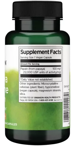 Swanson Papaya-Enzym Papain 100 mg 60 Kapseln