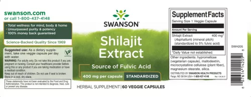 Swanson ekstrakt šilajita 400 mg 60 vegetarijanskih kapsula