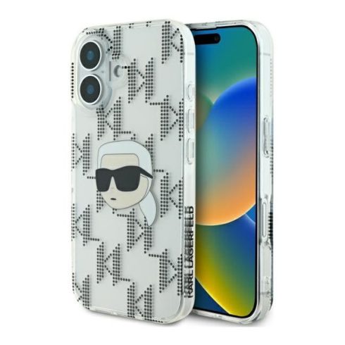 Karl Lagerfeld IML Karl Head Electroplated iPhone 16 kemény hátlap tok, átlátszó KLHCP16SHKLPKHT