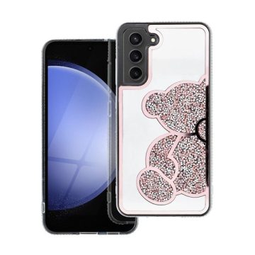   Teddy Bear Samsung Galaxy A14 5G csillogó köves tok, rózsaszín