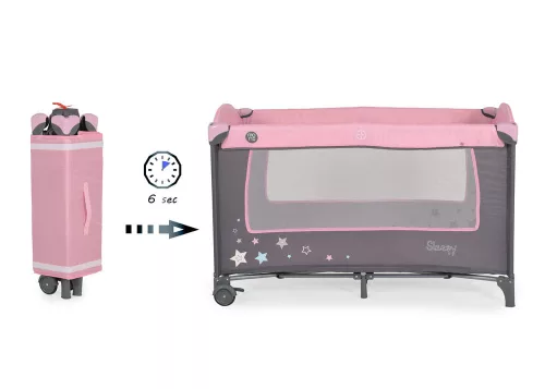 MONI Sleepy összecsukható luxus utazóágy 2 szint+pelenkázó+ játék pink