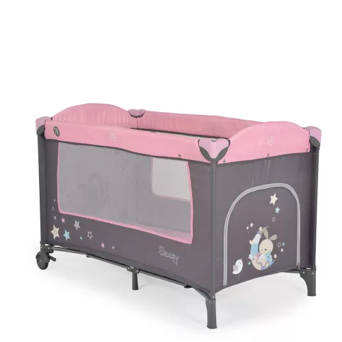 MONI Sleepy összecsukható luxus utazóágy 2 szint+pelenkázó+ játék pink