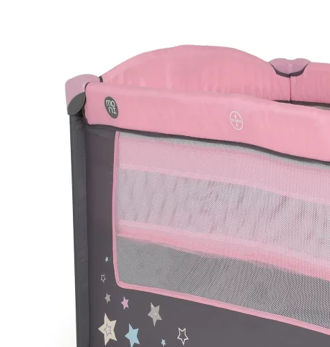 MONI Sleepy összecsukható luxus utazóágy 2 szint+pelenkázó+ játék pink