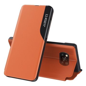   Apple Wooze FashionBook iPhone 16 Plus oldalra nyíló tok, stand, sárga