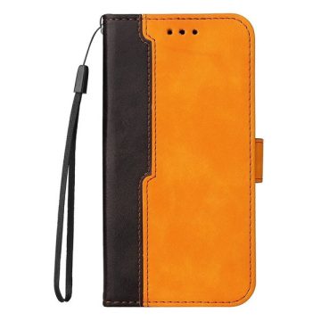   Apple Wooze Colour Wallet iPhone 16 oldalra nyíló tok, stand, kártyatartóval, kézpánttal, narancssárga