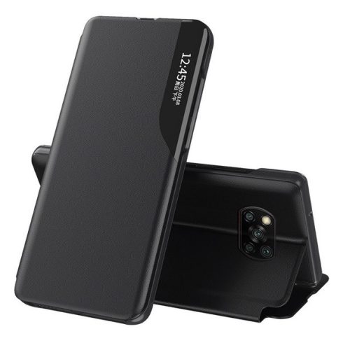 Apple Wooze FashionBook iPhone 16 oldalra nyíló tok, stand, fekete