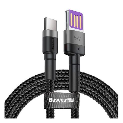Baseus Cafule USB-USB-C kábel Huawei SuperCharge, QC 3.0, 5A, 1m, fekete/szürke
