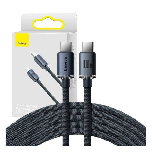 Baseus Crystal Shine USB-C - USB-C kábel, 100W, 1.2m, fekete