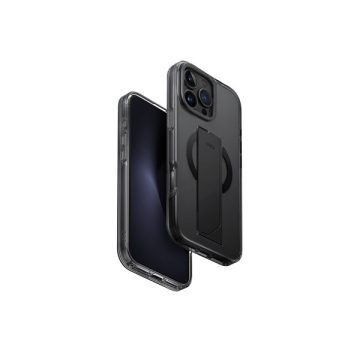   Uniq Heldro Max iPhone 16 Pro Max MagSafe tok kitámasztóval,  fekete/szürke