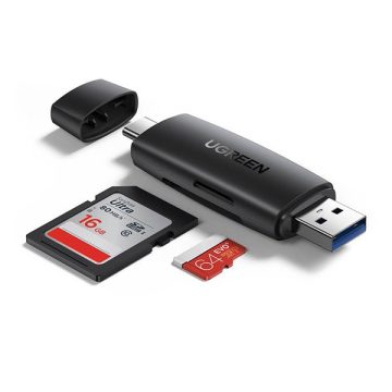   Ugreen CM304 USB-A + USB-C adapter SD + microSD kártyaolvasó, fekete