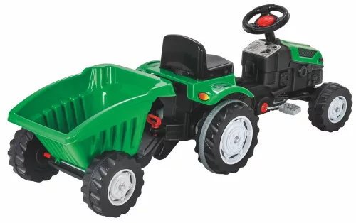 Pilsan Traktor mit Tretanhänger 07316 grün