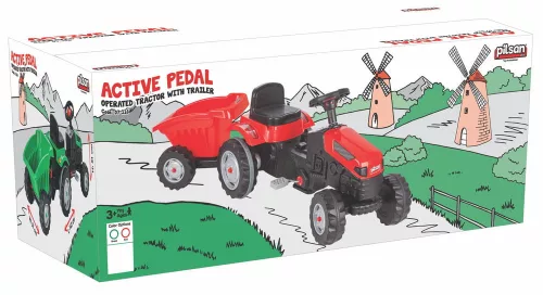 Pilsan Traktor mit Tretanhänger 07316 rot