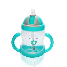 BOO Trinkbecher mit Strohhalm und Henkel, 280 ml, BLAU