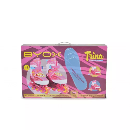 Byox Trina Mädchen-Rollschuhe, Größe M (34-37), PINK
