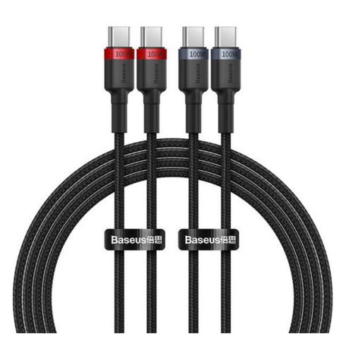 Baseus Cafule USB-C USB-C töltőkábel, 100W,2m, fekete-piros/fekete-szürke