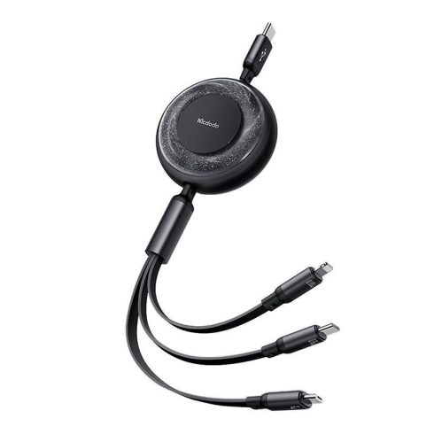 Mcdodo CA-5220 3in1 töltő- és adatkábel USB / USB-C / Lightning / MicroUSB 5A, 1,2m, fekete
