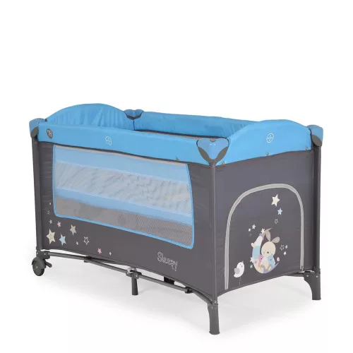 MONI Sleepy összecsukható luxus utazóágy 2 szint+pelenkázó+ játék kék