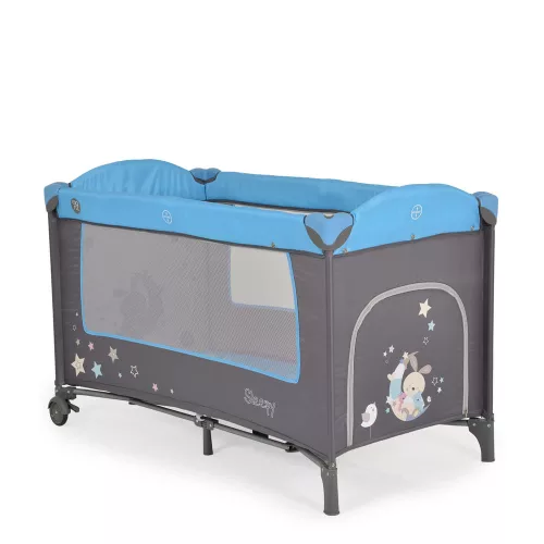 MONI Sleepy összecsukható luxus utazóágy 2 szint+pelenkázó+ játék kék