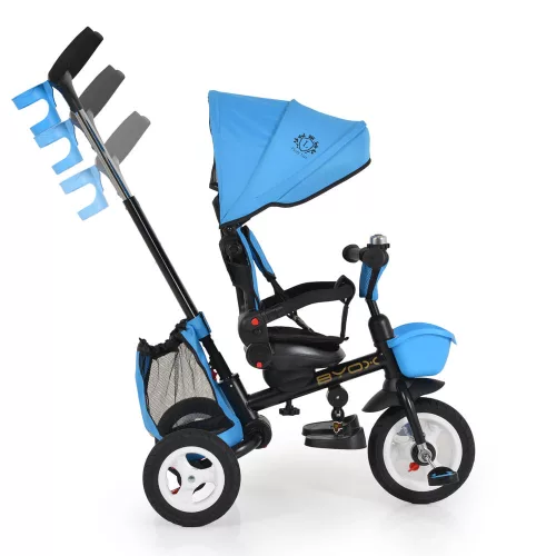 BYOX Flexy Lux Dreirad mit Schiebegriff für Eltern, blau