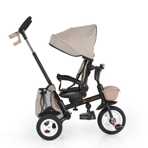 BYOX Flexy Lux Dreirad mit Schiebegriff für Eltern, beige