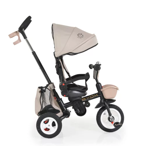 BYOX Flexy Lux Dreirad mit Schiebegriff für Eltern, beige