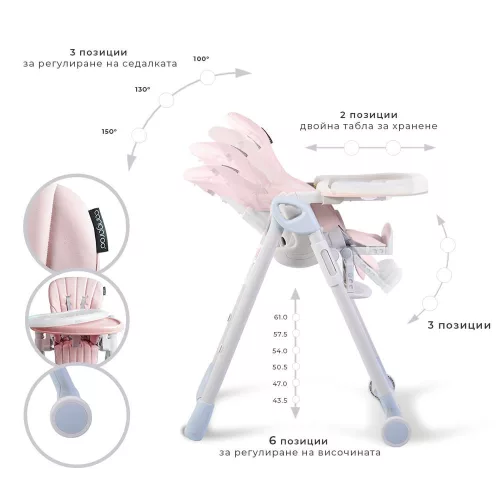 Cangaroo I Eat Hochstuhl 6-36 Monate 15 kg rosa