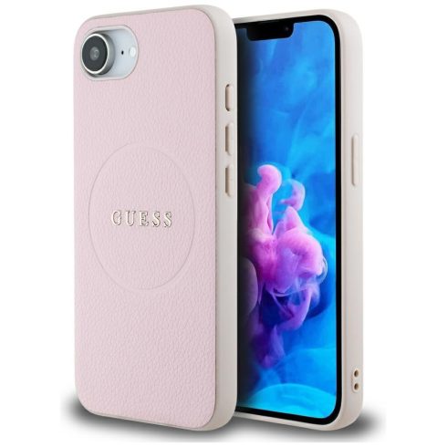 Guess Grained Ring Apple iPhone 16e MagSafe tok, rózsaszín