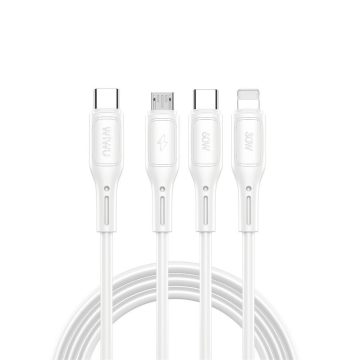   WiWU Wi-046E Starlink Series 3in1 USB-C USB-C / Lightning / microUSB kábel, 60W, 1m, fehér