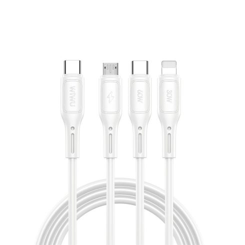 WiWU Wi-046E Starlink Series 3in1 USB-C USB-C / Lightning / microUSB kábel, 60W, 1m, fehér