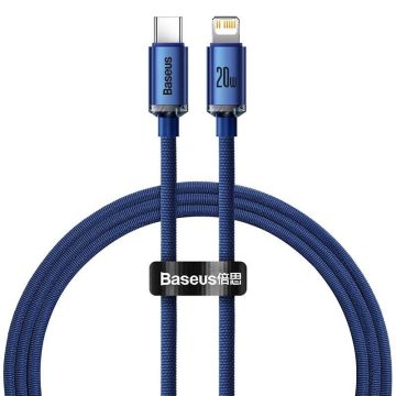 Baseus Crystal Shine USB-C-Lightning kábel, 20W, 1.2m, kék