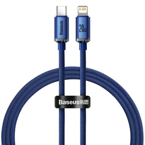 Baseus Crystal Shine USB-C-Lightning kábel, 20W, 1.2m, kék