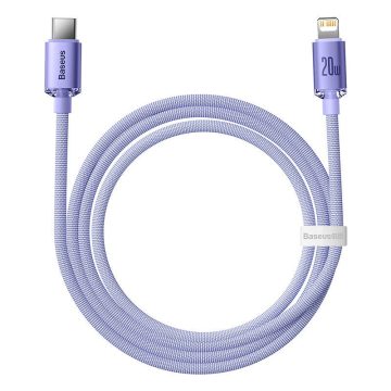   Baseus Crystal Shine USB-C-Lightning kábel, 20W, PD, 1.2m, lila