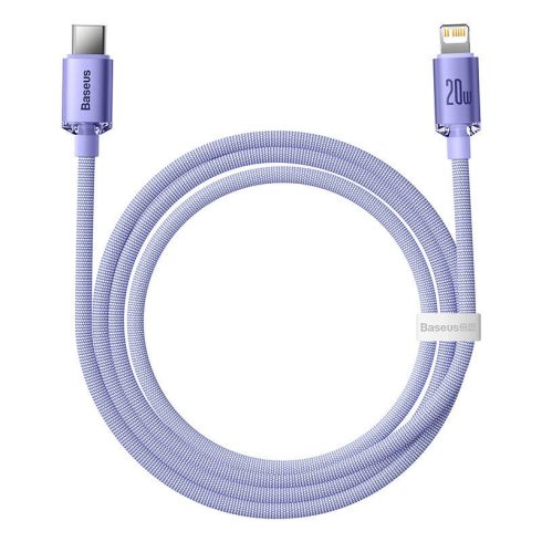 Baseus Crystal Shine USB-C-Lightning kábel, 20W, PD, 1.2m, lila