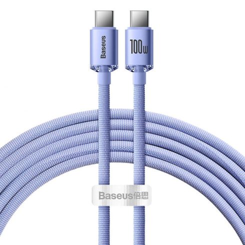 Baseus Crystal Shine USB-C-USB-C kábel, 100W, 1.2m, lila