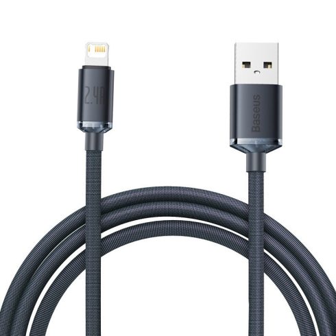 Baseus Crystal Shine USB-Lightning kábel, 2,4A, 2m, fekete