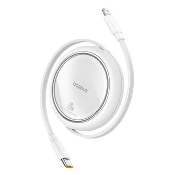   Baseus Free2Pull visszahúzható USB-C / Lightning kábel 20W 1m, fehér