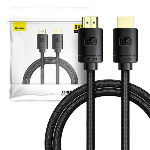 Baseus High Definition Series HDMI 2.1 kábel, 8K 60Hz, 3D, HDR, 48Gbps, 1m, fekete