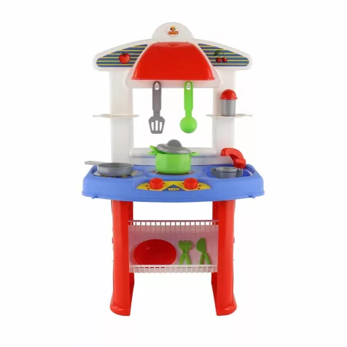 Polesie Toys kleine Küche JANA mit Geschirr 49 cm ROT/blau