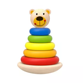  TOOKY Igračka drveni toranj MEDVJEDIĆ, montessori, obruči ŠARENI