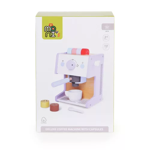 Moni Toys Holzspielzeug, Deluxe-Kaffeemaschine aus Holz, 23 x 14 x 17,5 cm
