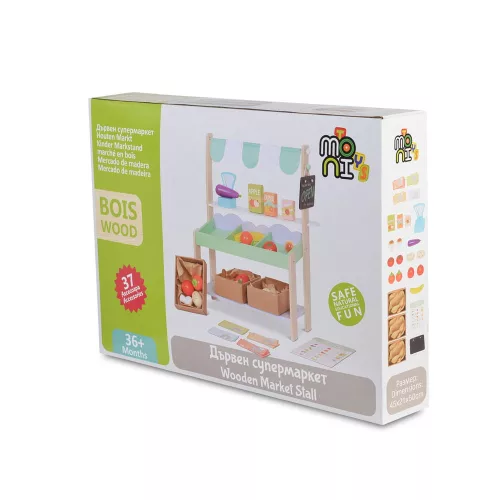 Moni Toys Supermarkt-Spielset aus Holz, 50 x 45 x 21 cm