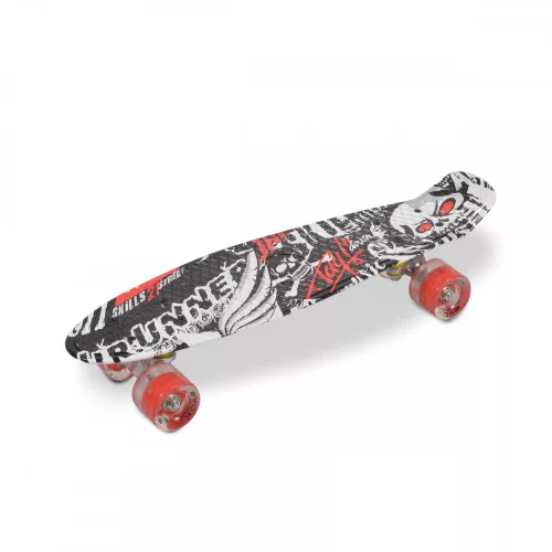 BYOX Skateboard 22" SKULL LED / 56x15 cm SCHWARZ