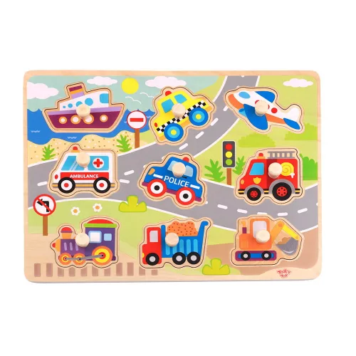 TOOKY Toy fapuzzle járművek  -10dbos