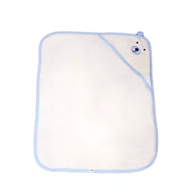   BALOO Kapuzenhandtuch/Baumwollhandtuch mit Teddybärohren, weiß, 70 x 90 cm, blauer Rand