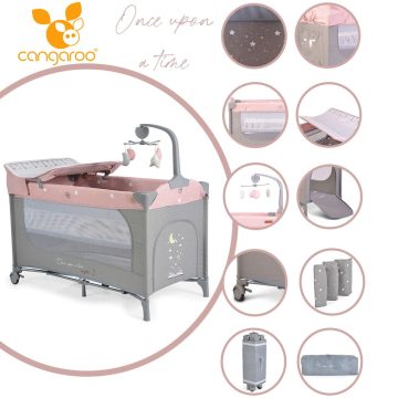   Cangaroo Once upon3 2 szintes utazóágy zenélő játékkal, pelenkázós pink