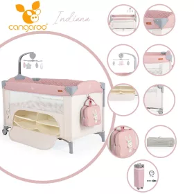   Cangaroo Indiana 2-stöckiges Reisebett mit Staufach, kleine Tasche 14 kg, rosa